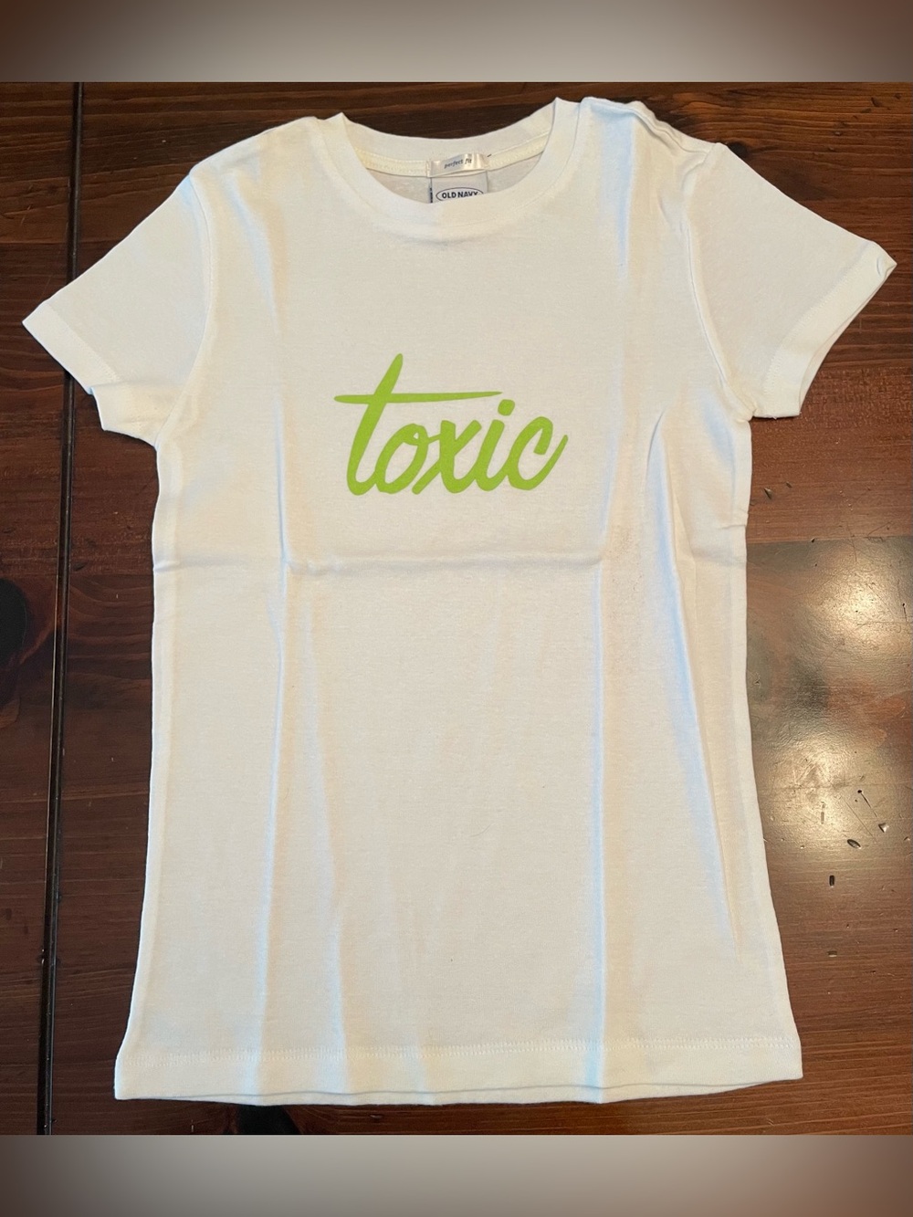 Vintage Old Navy Women’s ‘Toxic’ T-Shirt - XS - White (NEW w/o TAG)